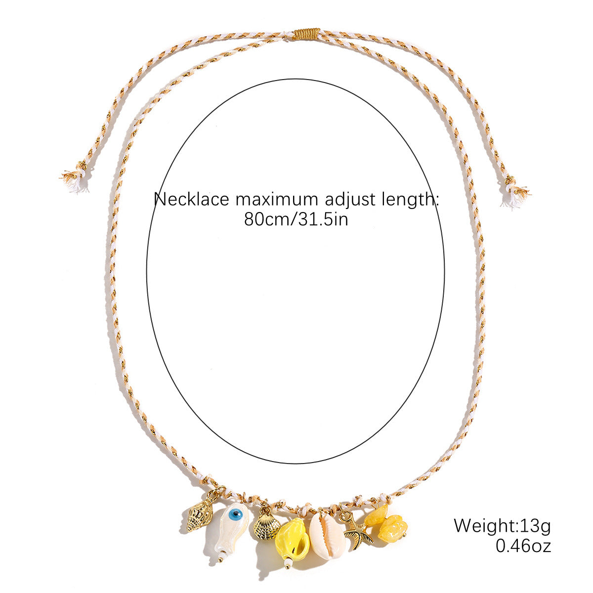 starfish shell necklace colorful rope braided ceramic necklace - MERGE.DAY.1.FREESTYLE