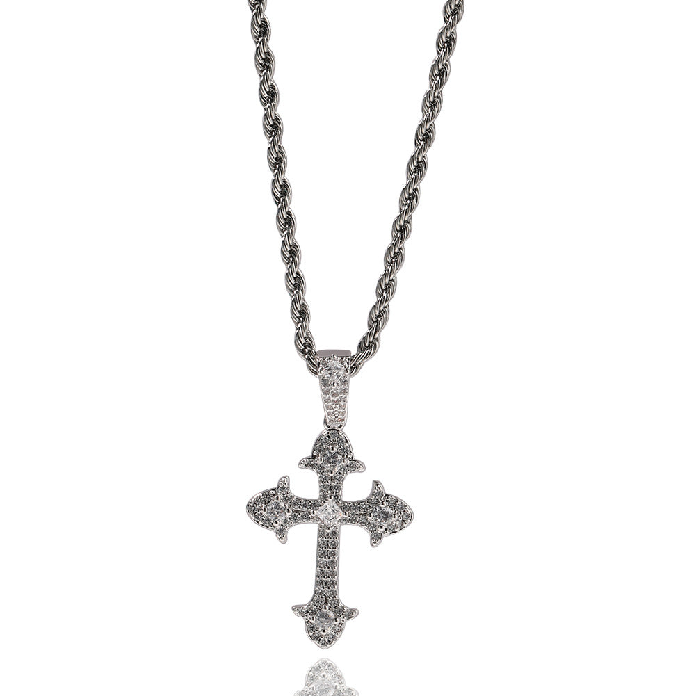 Hip-Hop Diamond-Encrusted Zircon Cross Necklace - MERGE.DAY.1.FREESTYLE