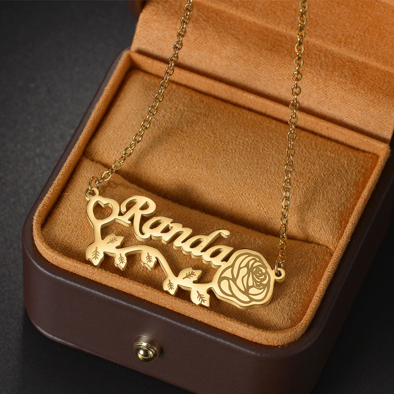 rose custom name necklace diy personalized jewelry - MERGE.DAY.1.FREESTYLE