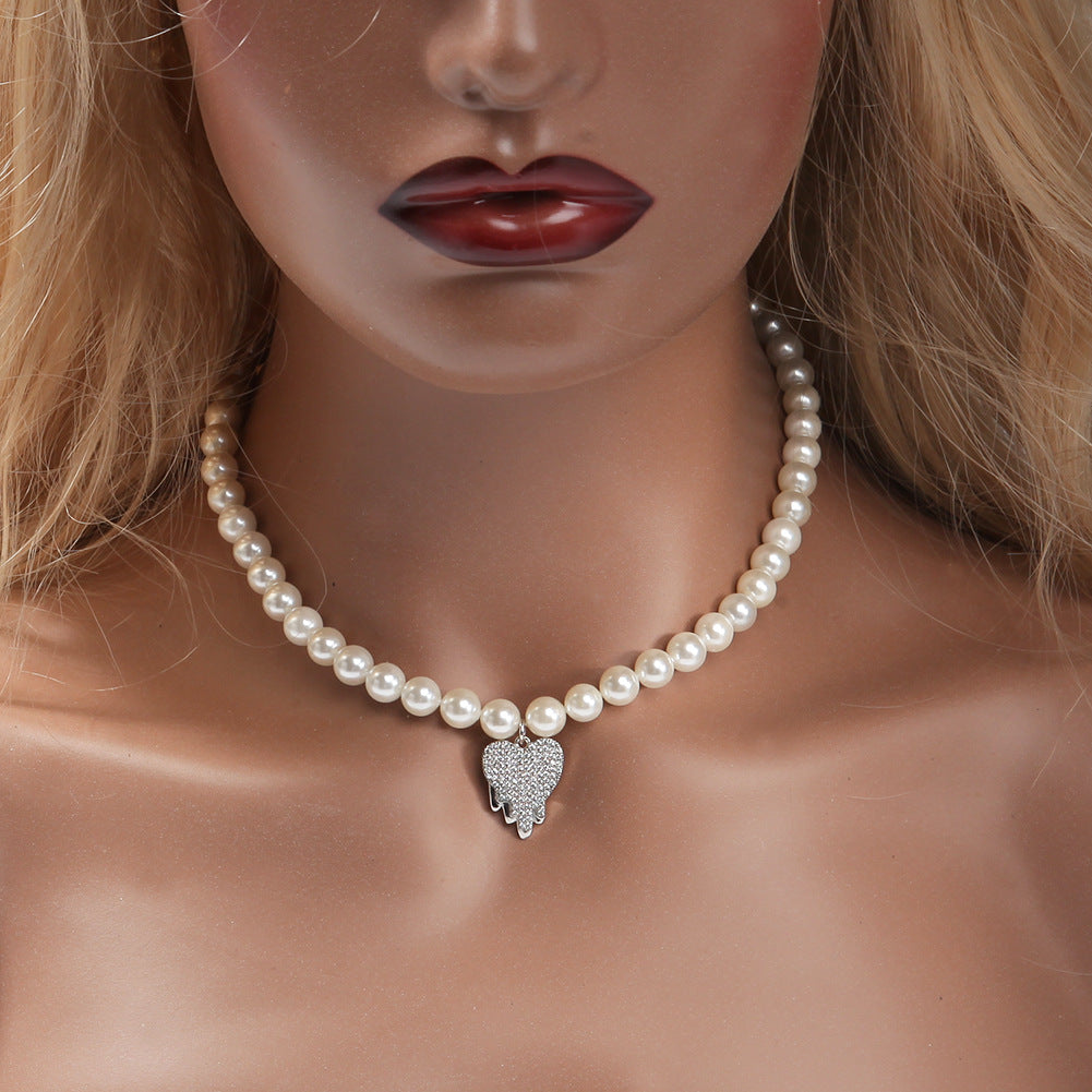 Water Drop Love Pearl Necklace Hip Hop Trend Necklace - MERGE.DAY.1.FREESTYLE
