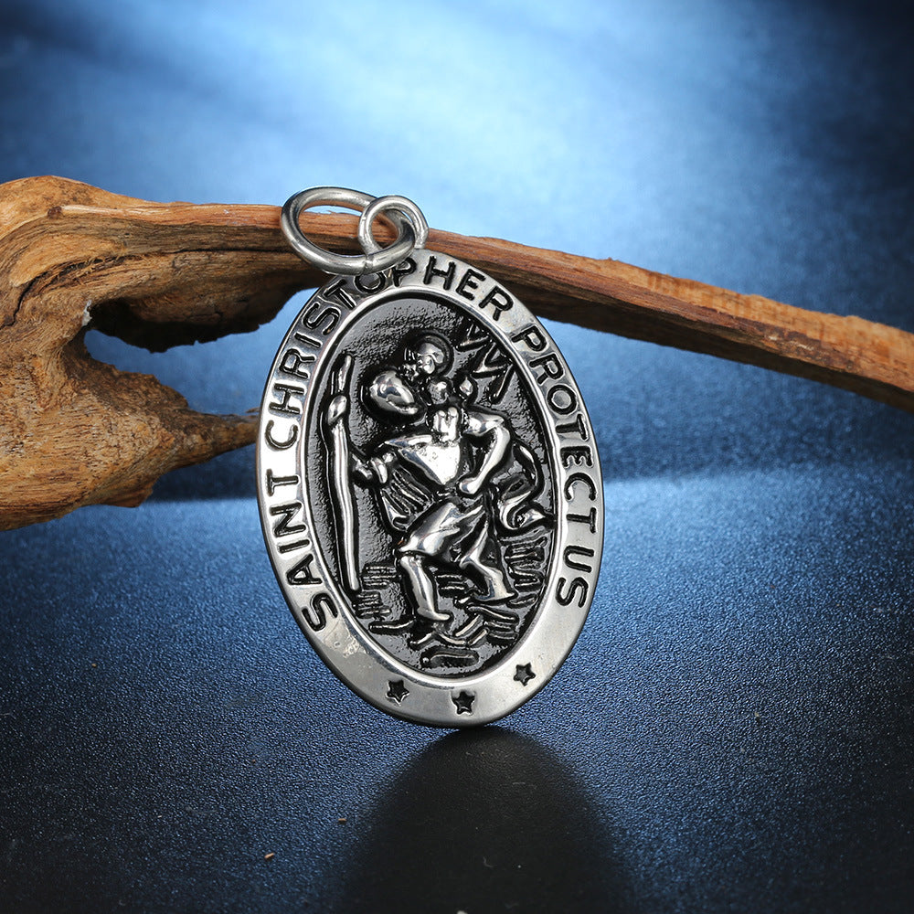 Stainless Steel St Christopher Necklace - MERGE.DAY.1.FREESTYLE