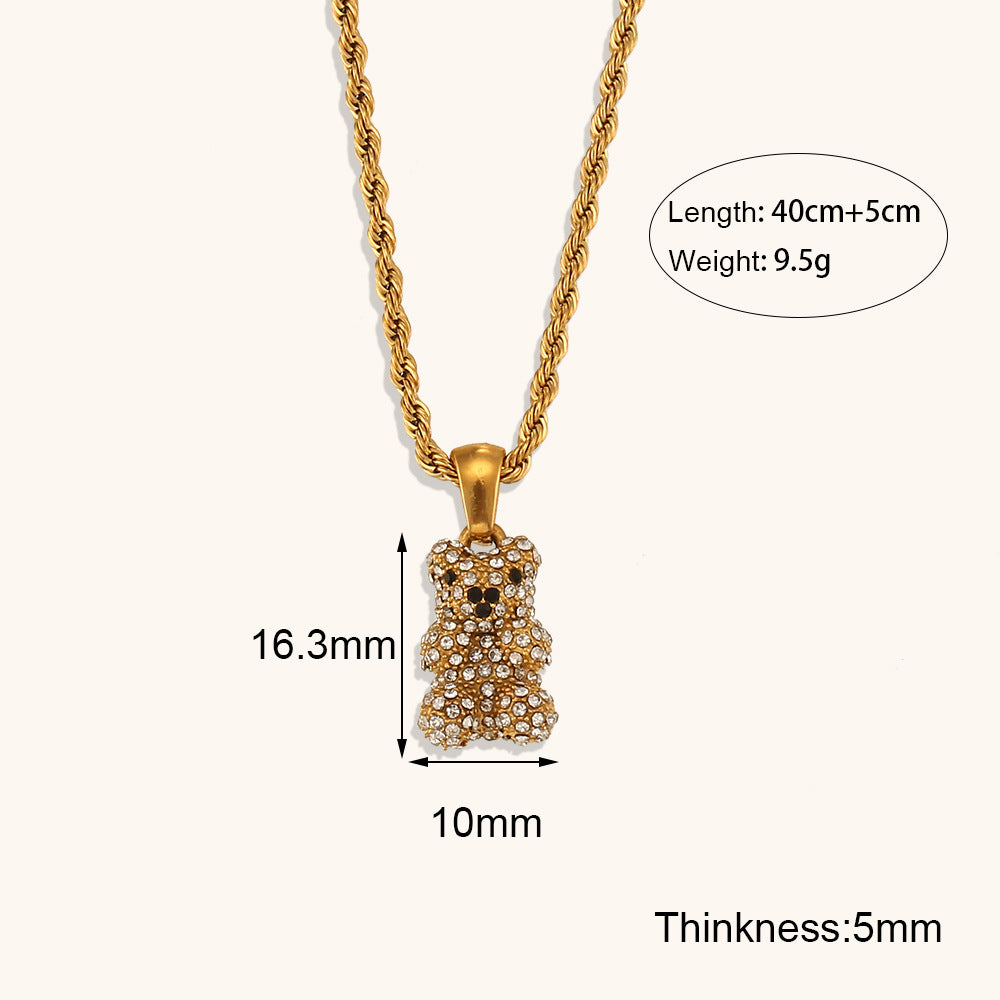 Bear pendant 18K zirconium necklace - MERGE.DAY.1.FREESTYLE