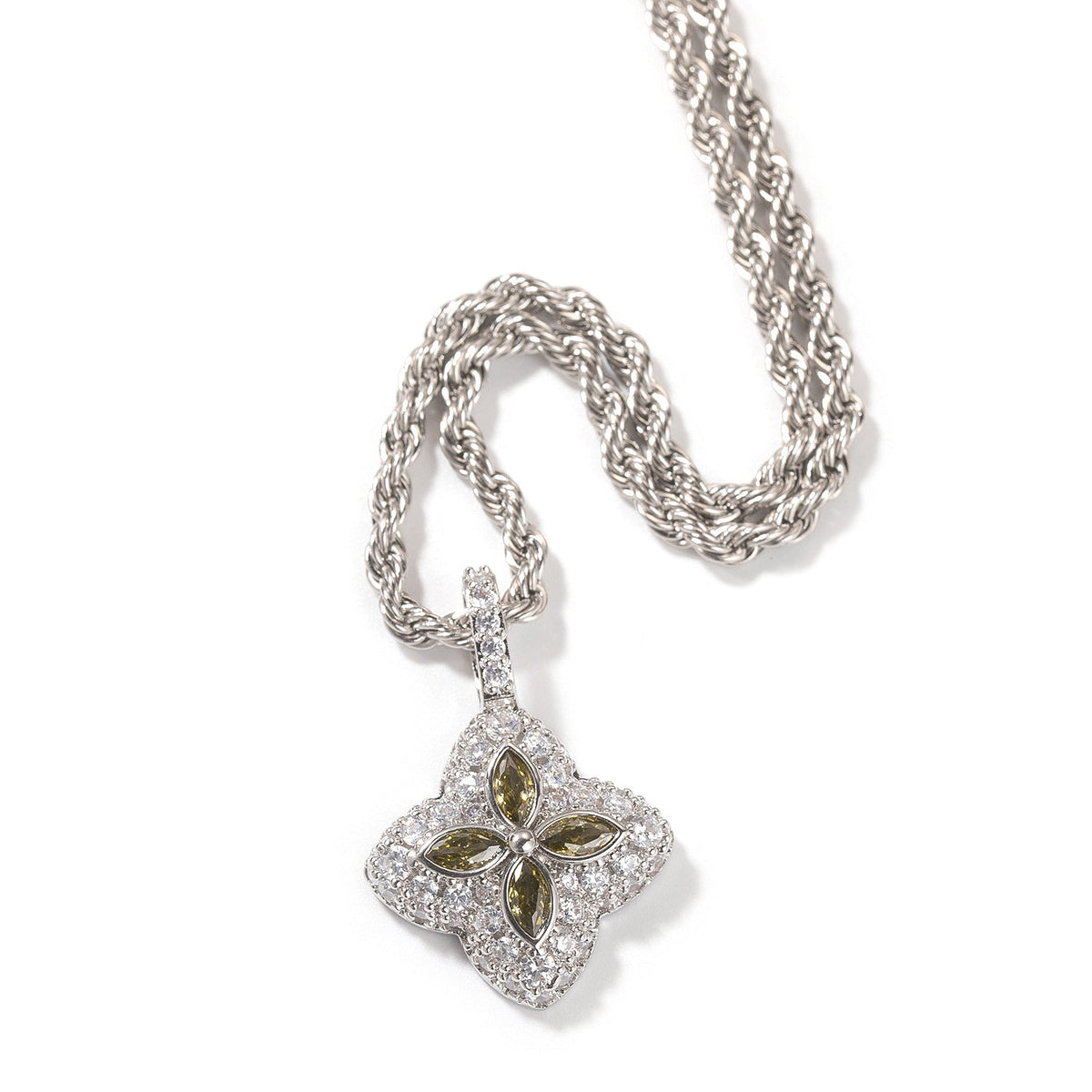 Cubic Zirconia Colorful Four-Leaf Clover Pendant - MERGE.DAY.1.FREESTYLE