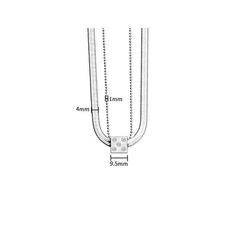Silver Dice Double Chain Necklace - MERGE.DAY.1.FREESTYLE