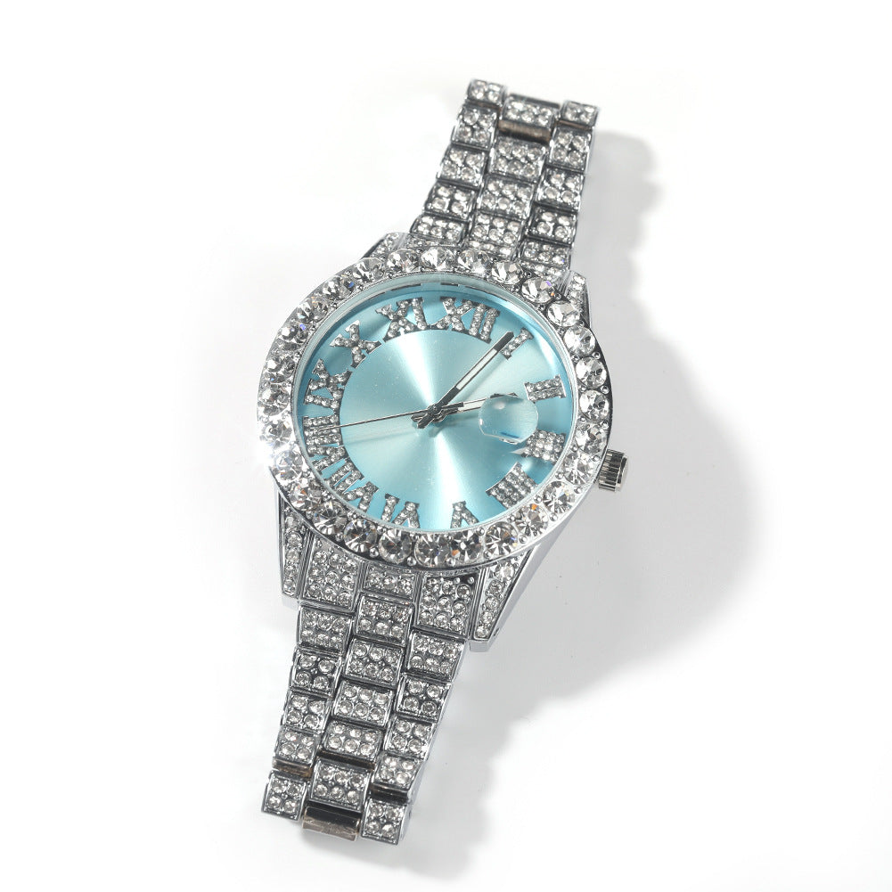 Hip-hop watch with Roman numerals and diamonds, large dial - MERGE.DAY.1.FREESTYLE