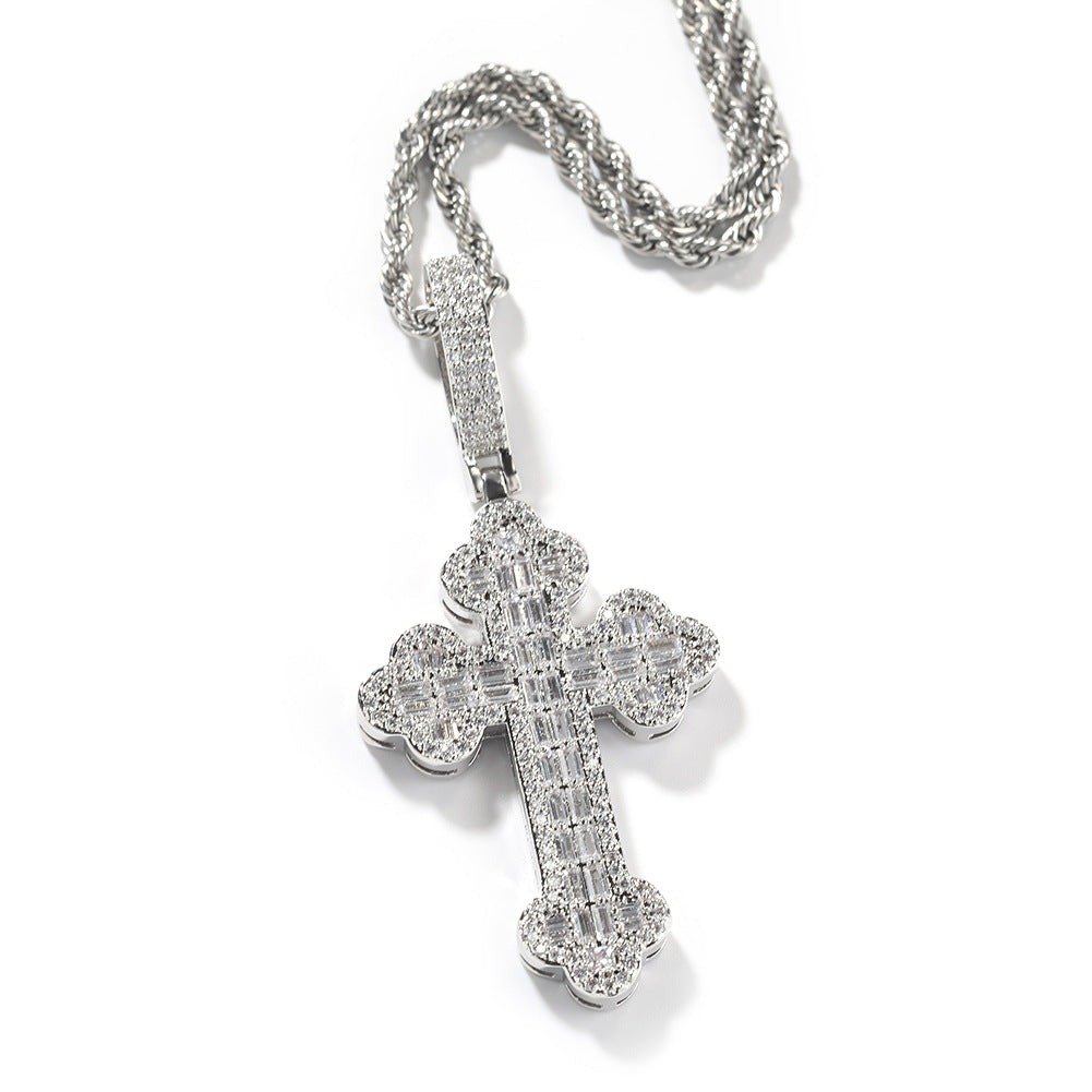 Hip-hop large diamond-encrusted cloud cross pendant - MERGE.DAY.1.FREESTYLE