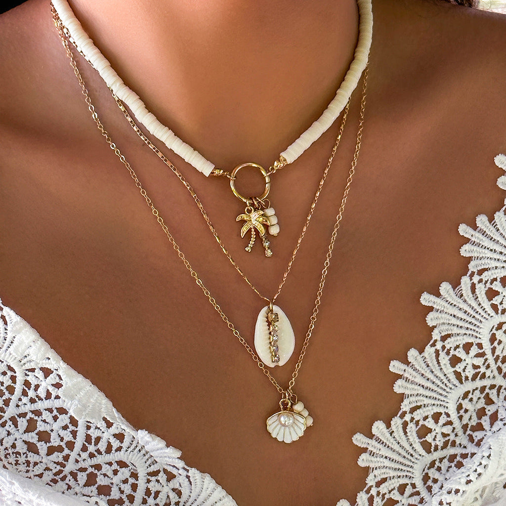 starfish necklace shell conch tassel multi-layer necklace - MERGE.DAY.1.FREESTYLE