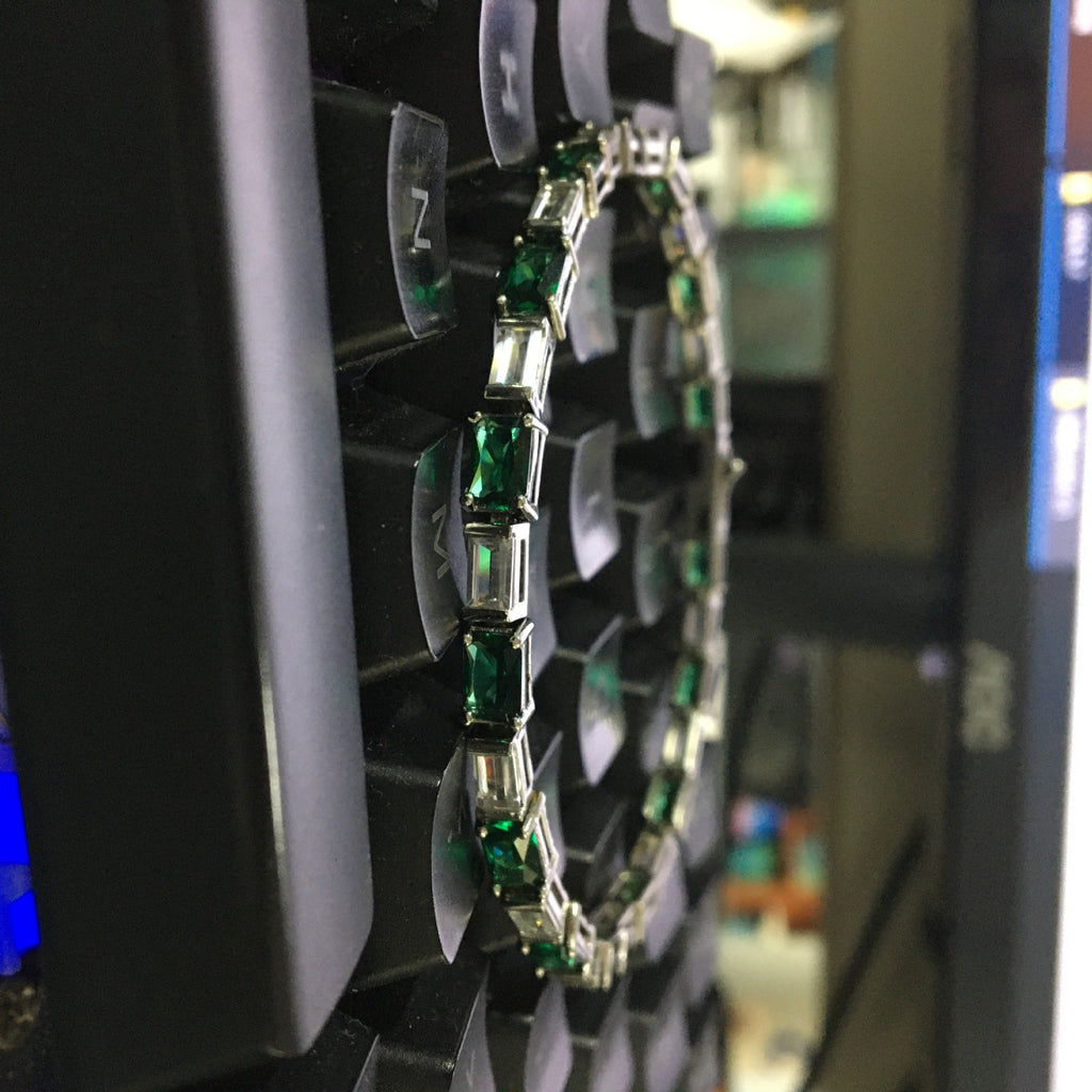 Hip-hop zircon-encrusted emerald color-matching tennis chain - MERGE.DAY.1.FREESTYLE