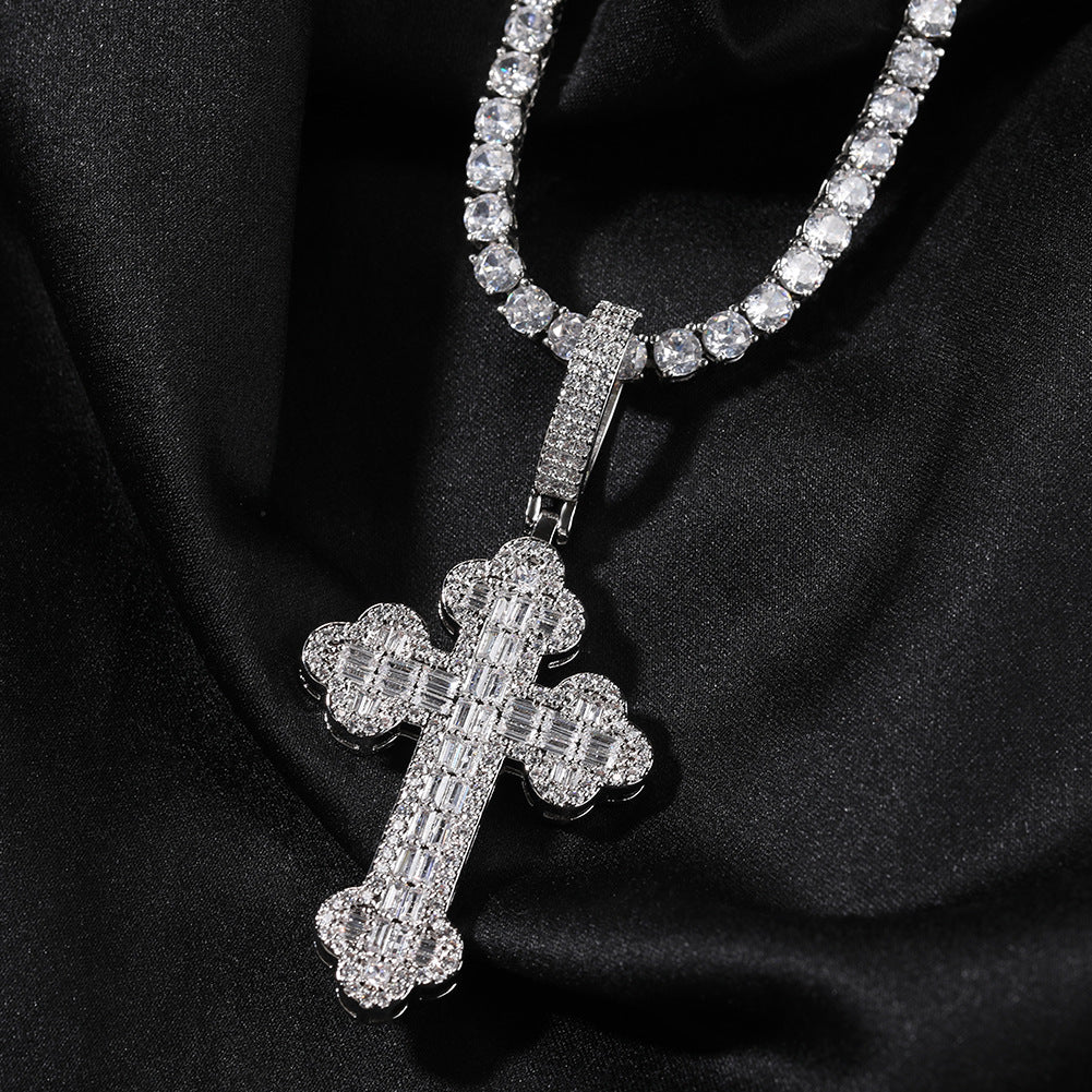 Hip-hop large diamond-encrusted cloud cross pendant - MERGE.DAY.1.FREESTYLE
