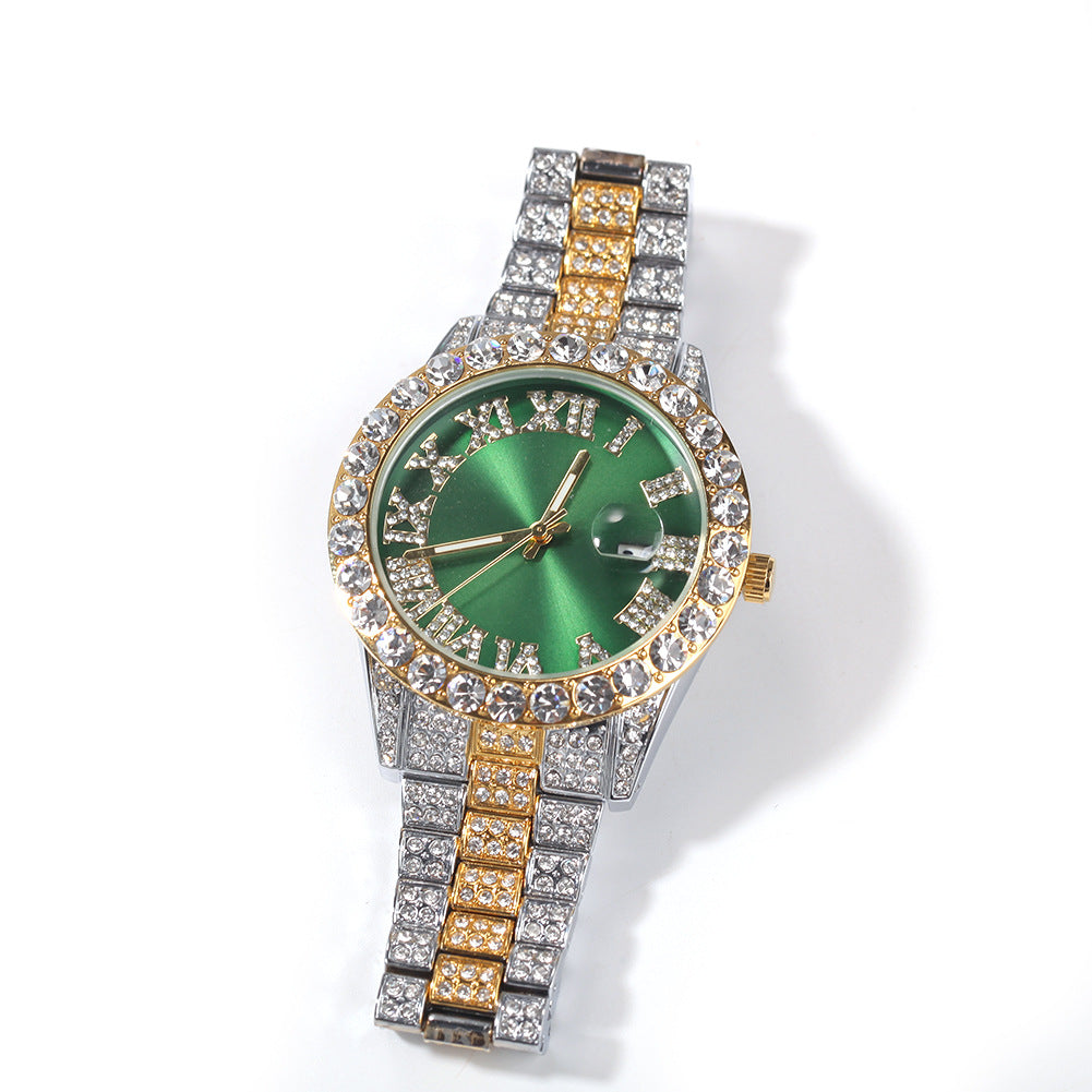 Hip-hop watch with Roman numerals and diamonds, large dial - MERGE.DAY.1.FREESTYLE