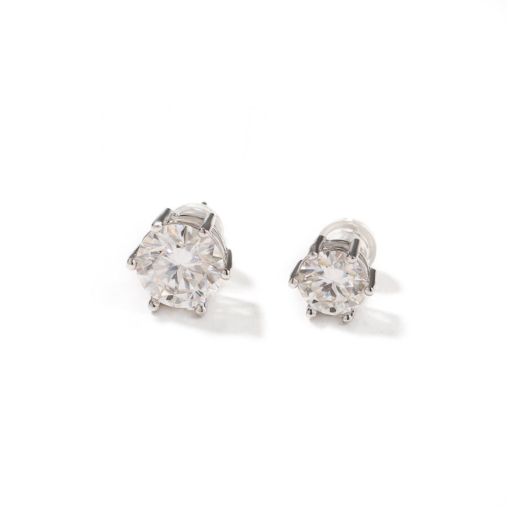 Hip-hop 925 silver moissanite six-prong earrings - MERGE.DAY.1.FREESTYLE