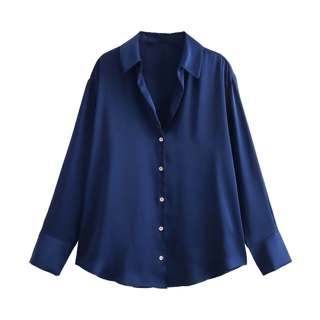 Striped satin long-sleeved shirt - MERGE.DAY.1.FREESTYLE