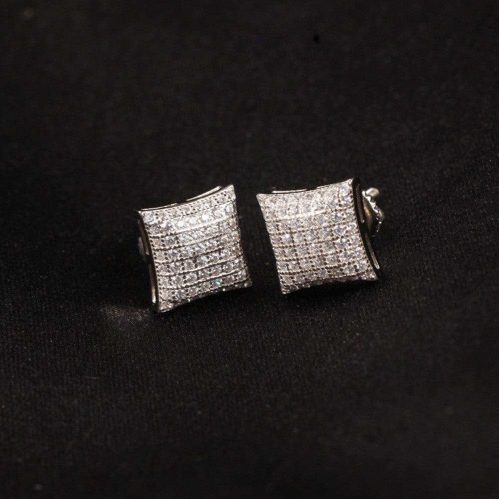 Hip Hop diamond-encrusted 925 silver stud earrings - MERGE.DAY.1.FREESTYLE