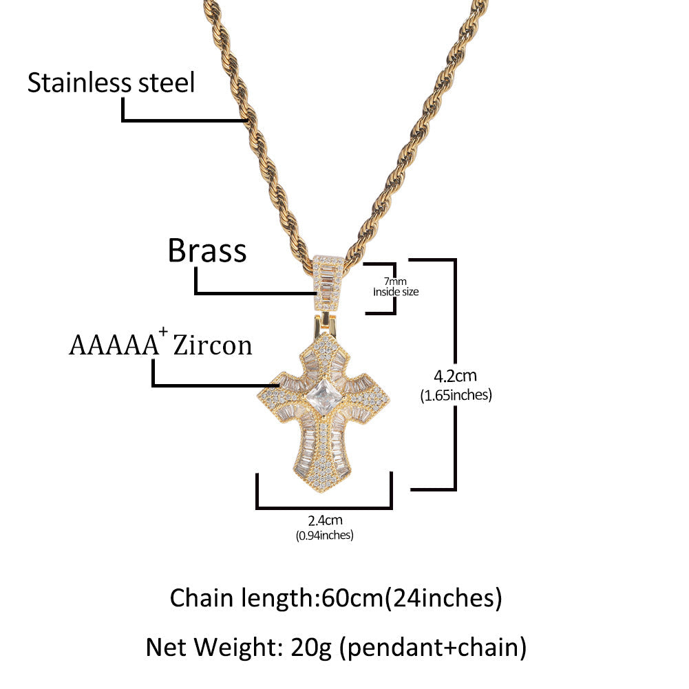 Rose Gold Cross Pendant with Micro-Zirconia - MERGE.DAY.1.FREESTYLE