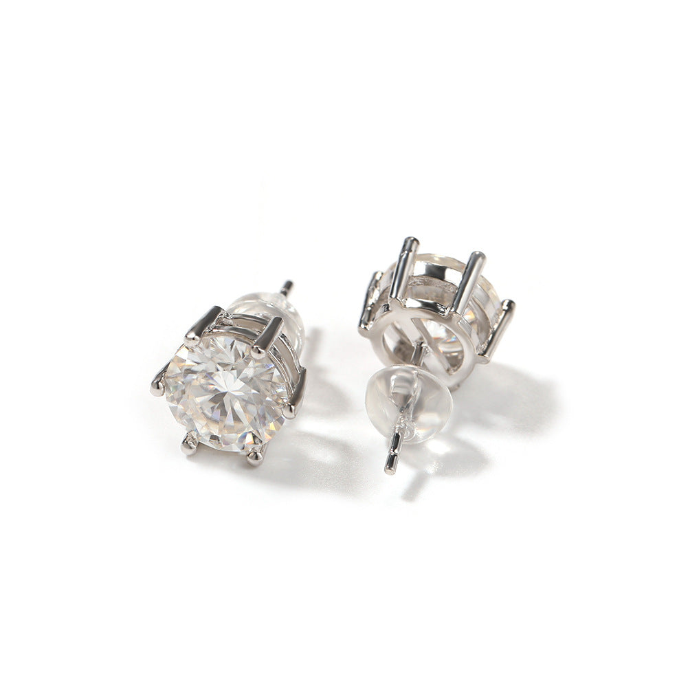 Hip-hop 925 silver moissanite six-prong earrings - MERGE.DAY.1.FREESTYLE