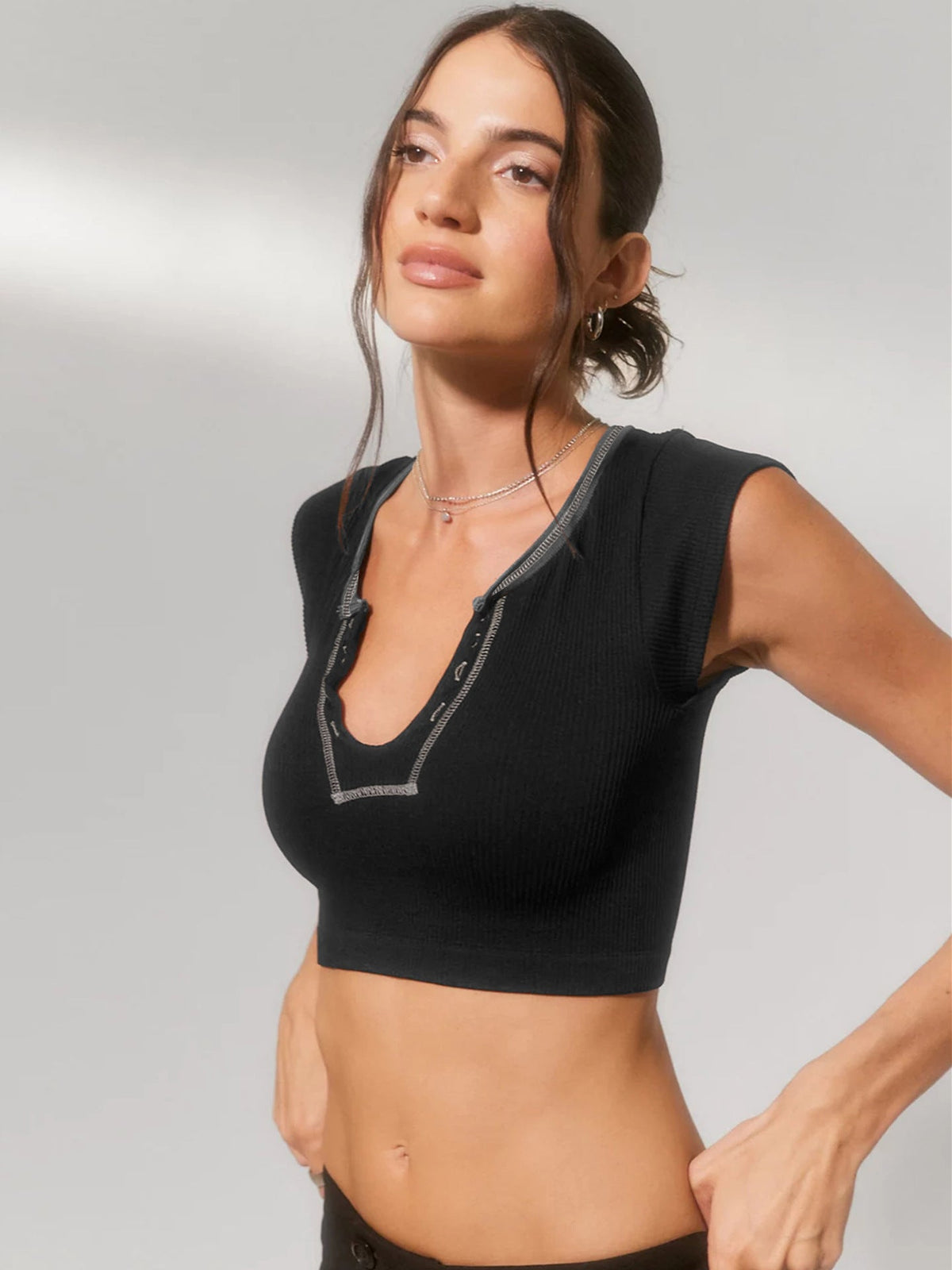 Slim Fit Ultra Short Sexy Spicy Girls Top Knitted Thread T-shirt - MERGE.DAY.1.FREESTYLE