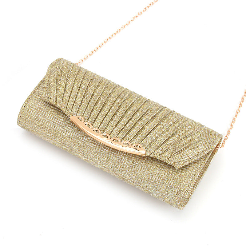 Pleated stitching chain crossbody Clutch Handbag - MERGE.DAY.1.FREESTYLE