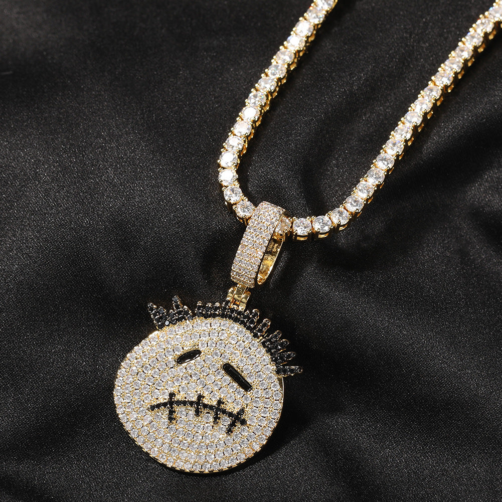 Hip-hop cartoon zircon spiky-head avatar necklace - MERGE.DAY.1.FREESTYLE