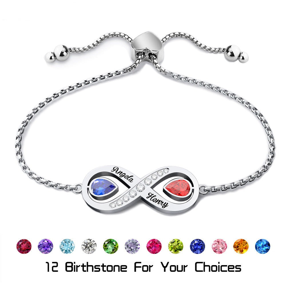 couple bracelet birthstone engraved bracelet - MERGE.DAY.1.FREESTYLE