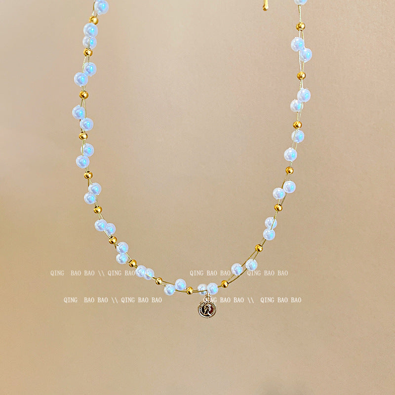 Titanium steel pearl clavicle necklace - MERGE.DAY.1.FREESTYLE