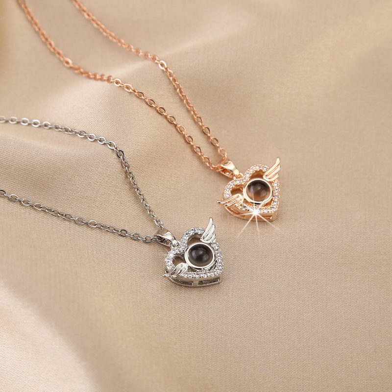 Customized Angel Projection Necklace with Diamonds - MERGE.DAY.1.FREESTYLE