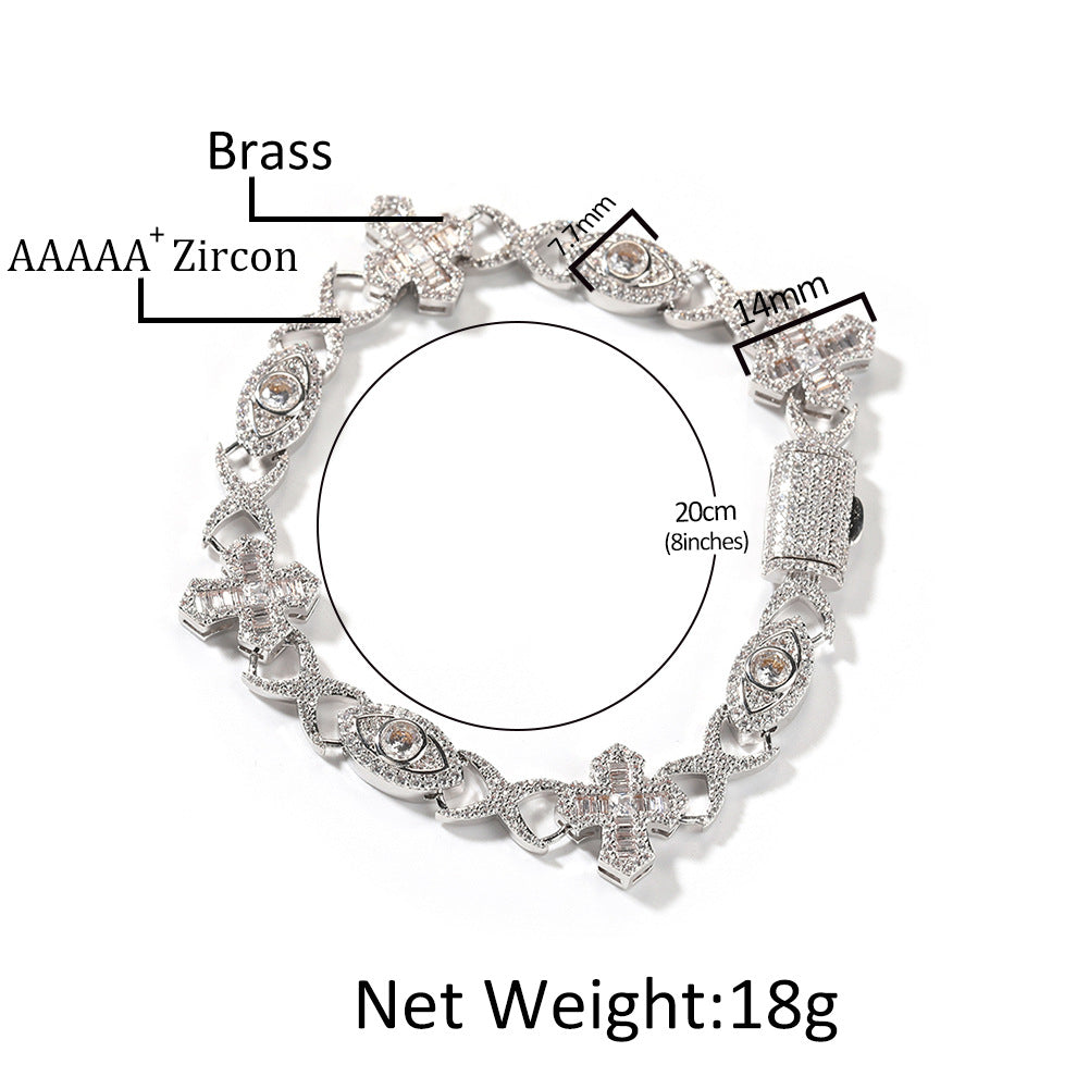 Hip Hop Zirconia Eye Cross Bracelet - MERGE.DAY.1.FREESTYLE