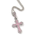 Hip Hop Cross Shape Copper Set Purple Zircon Pendant Jewelry Necklace - MERGE.DAY.1.FREESTYLE