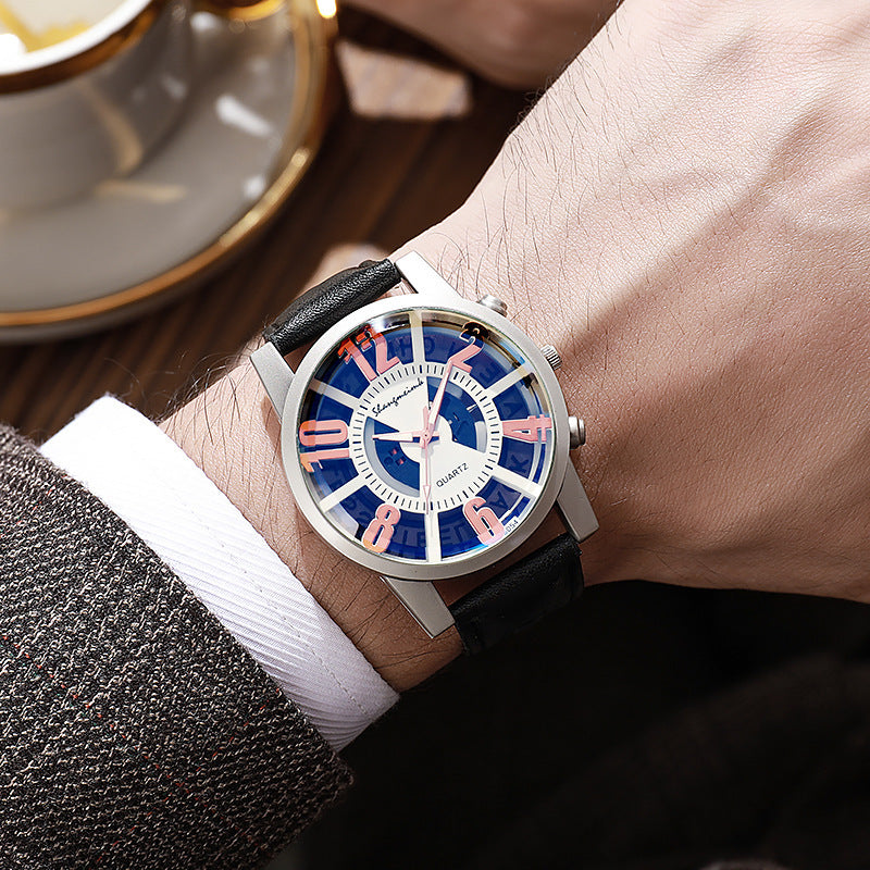 Large-dial, hollow-out blue-light men's watch. - MERGE.DAY.1.FREESTYLE