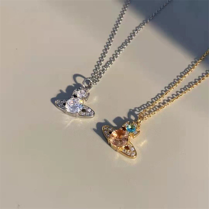 Saturn full diamond necklace clavicle chain - MERGE.DAY.1.FREESTYLE