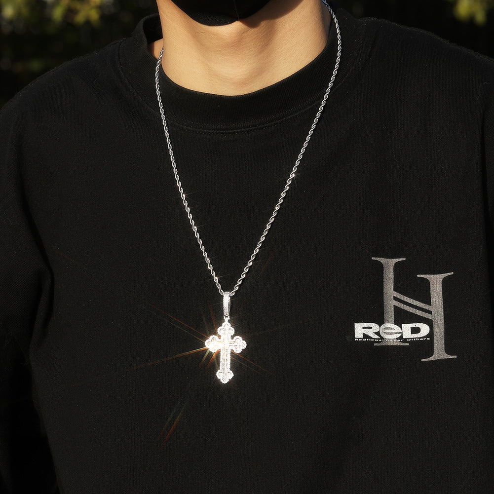 Hip-hop large diamond-encrusted cloud cross pendant - MERGE.DAY.1.FREESTYLE