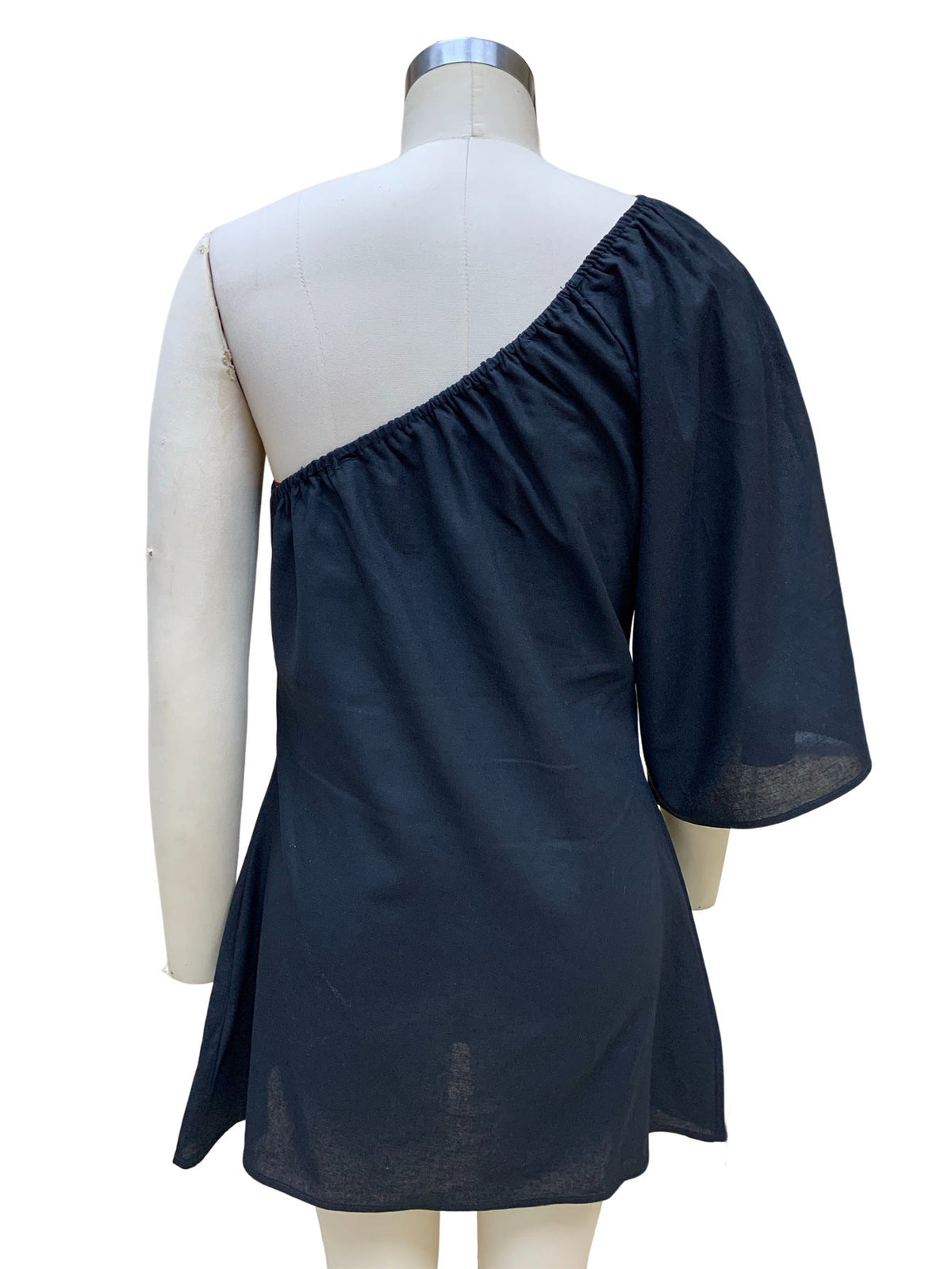 2023 Loose Slim Slanted Shoulder Short Dress - MERGE.DAY.1.FREESTYLE