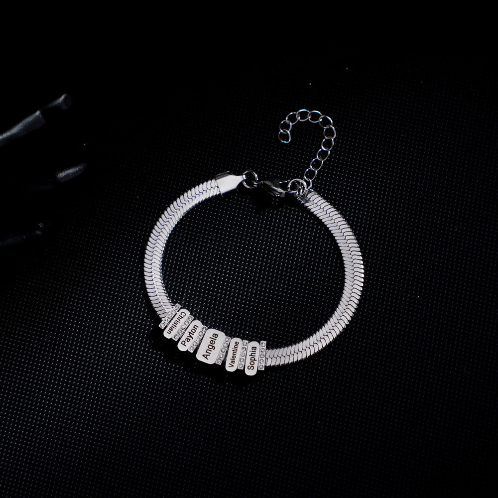 Flat snake bone chain diamond engraving bracelet - MERGE.DAY.1.FREESTYLE