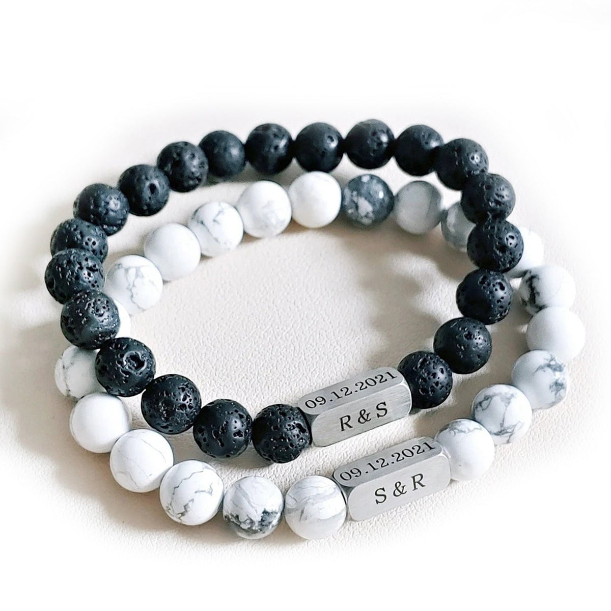 Stainless steel engraved beaded bracelet - MERGE.DAY.1.FREESTYLE