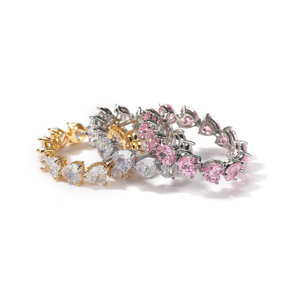 Hip-hop single-row heart-shaped zircon rings - MERGE.DAY.1.FREESTYLE