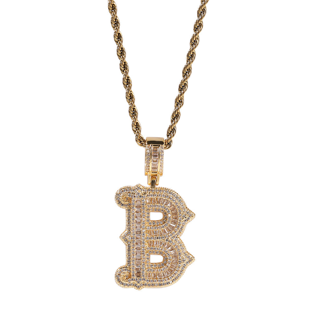 Hip-hop fully diamond-encrusted spiky rock sugar letter necklace - MERGE.DAY.1.FREESTYLE