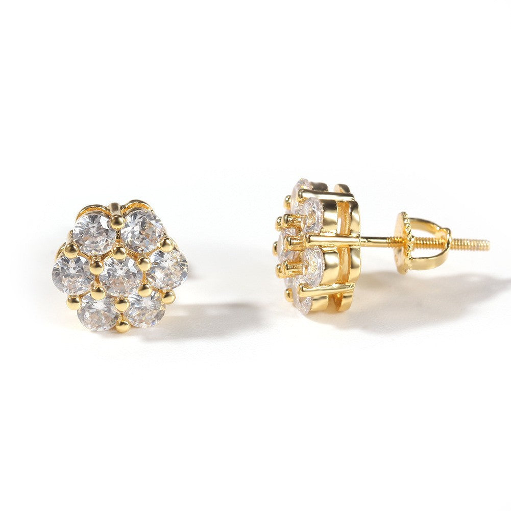 Hip Hop diamond-encrusted 925 silver stud earrings - MERGE.DAY.1.FREESTYLE