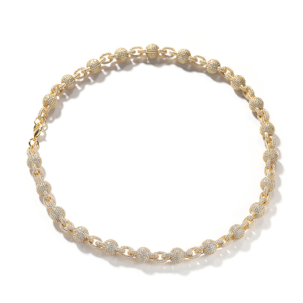 10mm Micropaved 5A Zirconia Ball Chain Necklace - MERGE.DAY.1.FREESTYLE