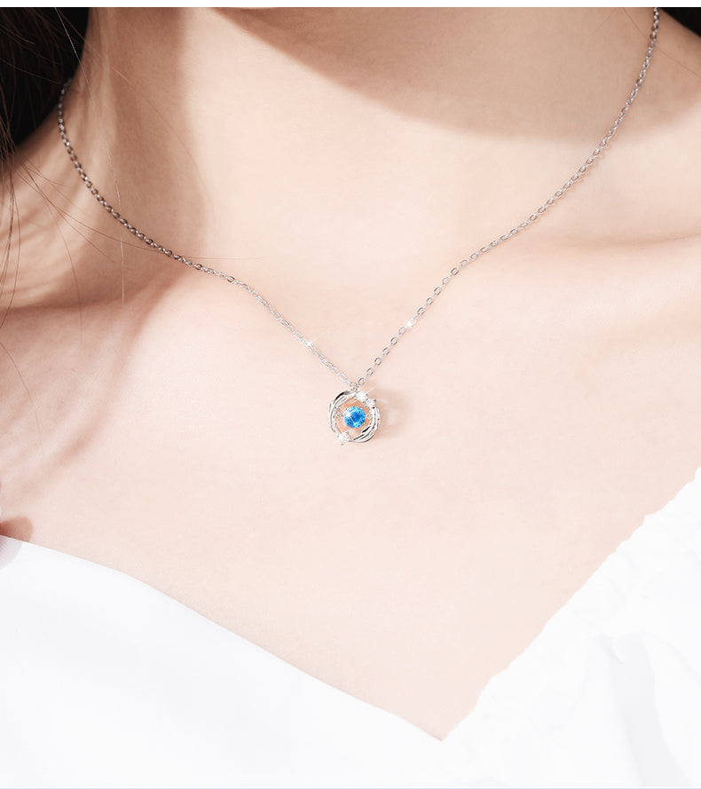 Silver Flash Necklace Feather Beating Heart Moonstone Necklace - MERGE.DAY.1.FREESTYLE