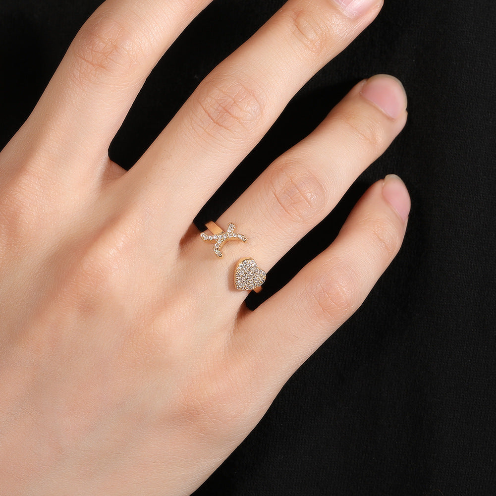 Hip-hop zircon-encrusted 26 English letters ring - MERGE.DAY.1.FREESTYLE