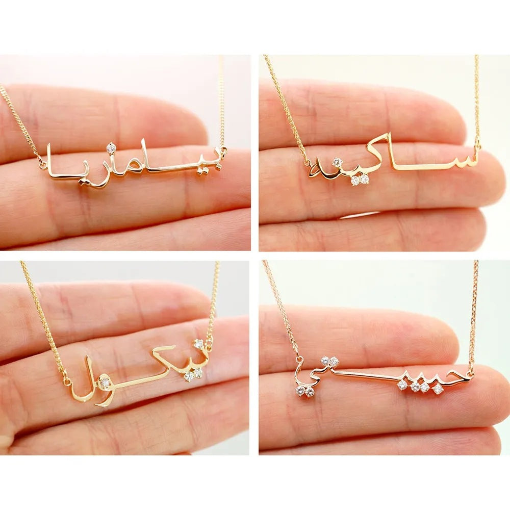 Customized Arabic writing necklace zircon 18K gold necklace - MERGE.DAY.1.FREESTYLE