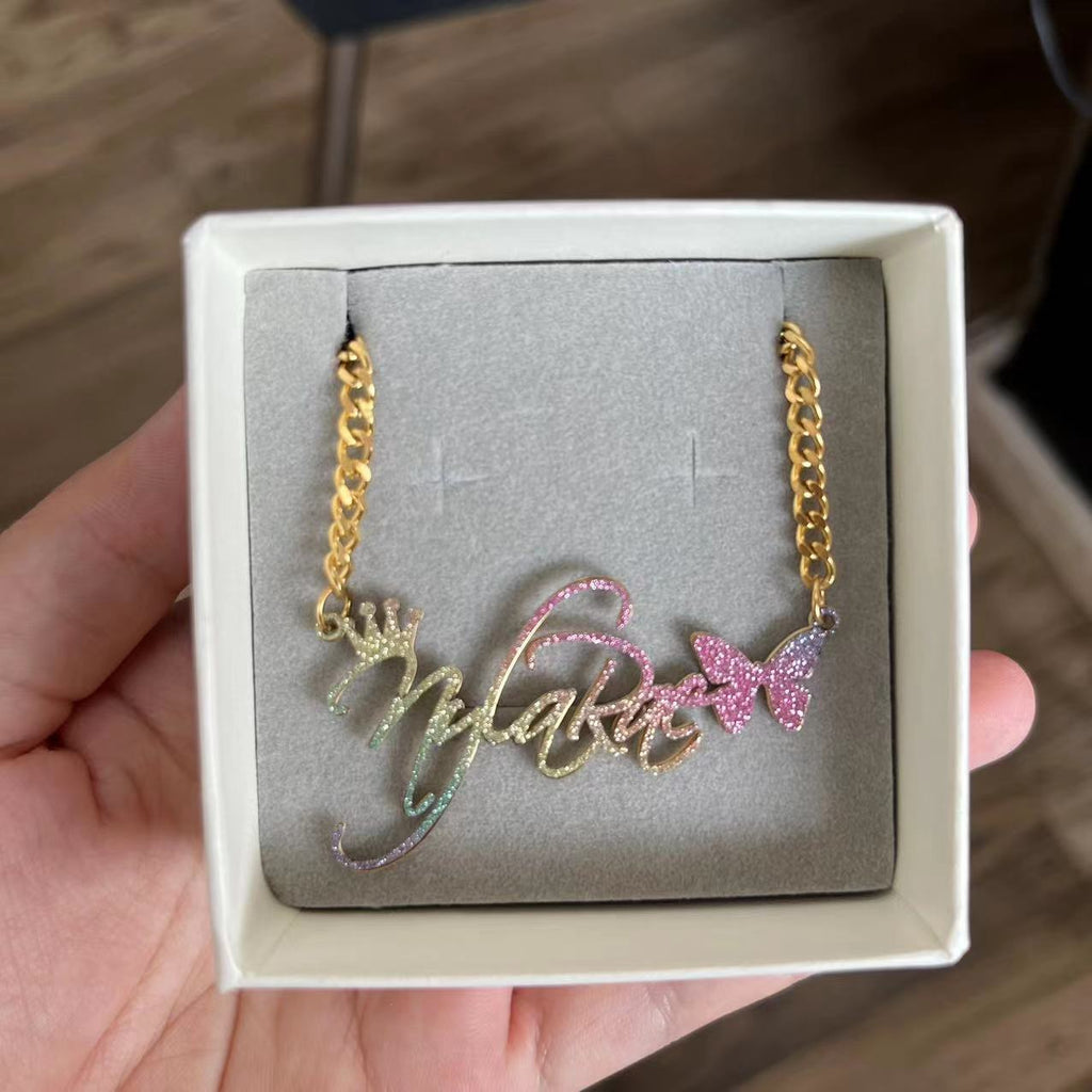 Custom Color Sticker Name Necklace Pendant - MERGE.DAY.1.FREESTYLE