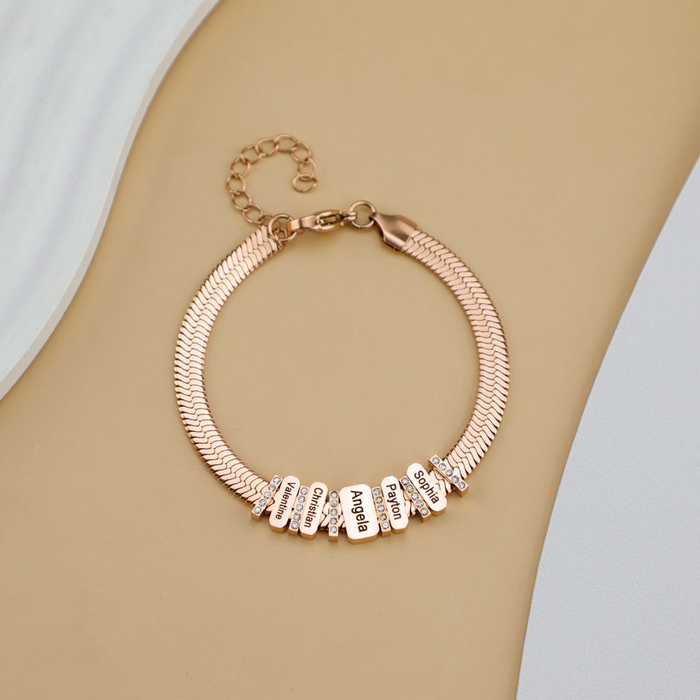 Flat snake bone chain diamond engraving bracelet - MERGE.DAY.1.FREESTYLE