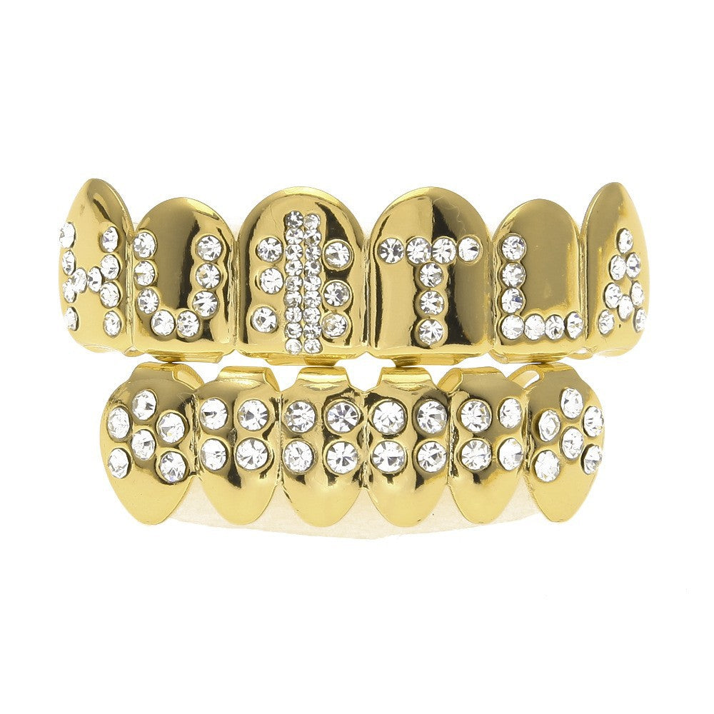 Hip-hop diamond-encrusted and gold-plated teeth grillz - MERGE.DAY.1.FREESTYLE