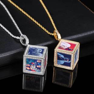 Hip Hop Jewelry Cube Memory Photo Pendant Frame Necklace - MERGE.DAY.1.FREESTYLE
