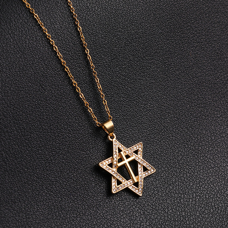 star of david necklace cross diamond necklace - MERGE.DAY.1.FREESTYLE