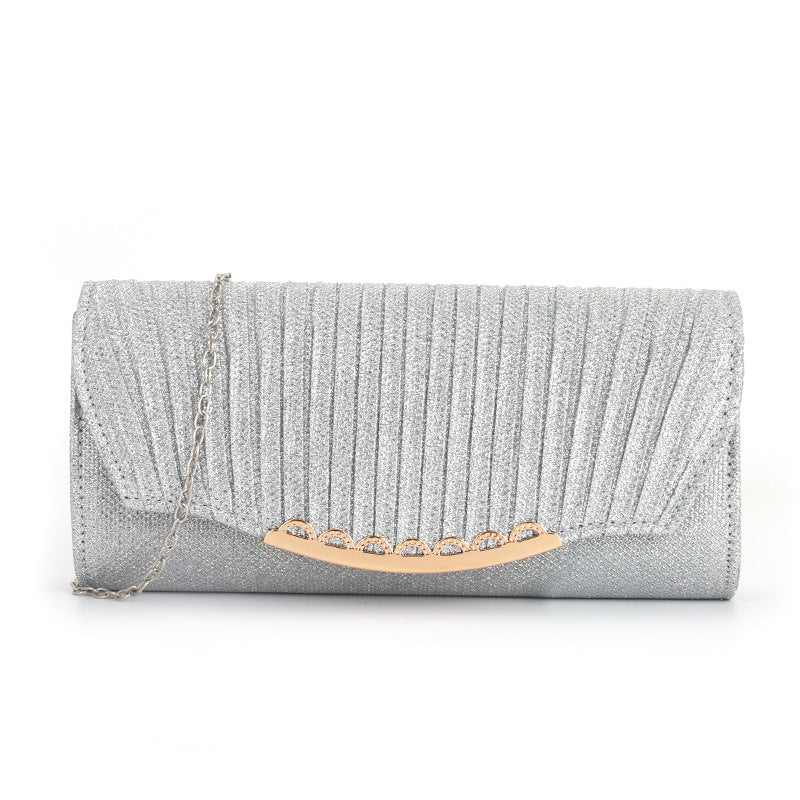 Pleated stitching chain crossbody Clutch Handbag - MERGE.DAY.1.FREESTYLE