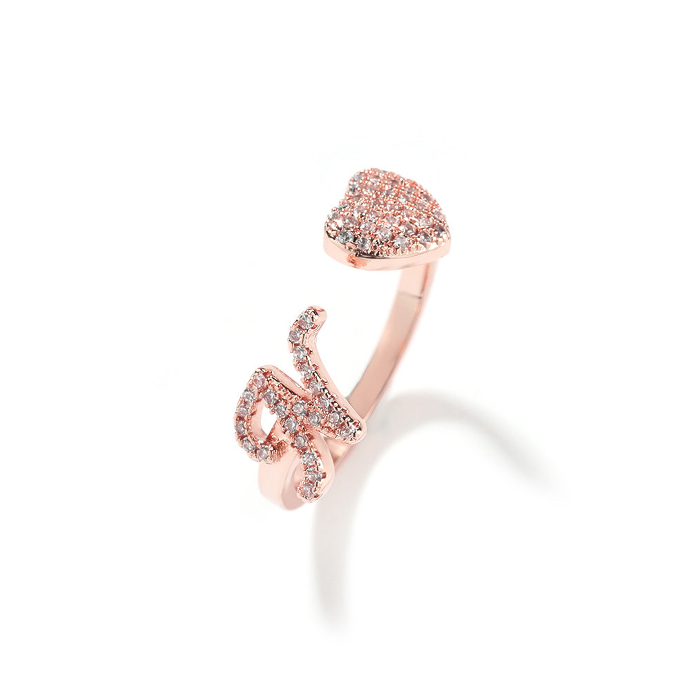 Hip-hop zircon-encrusted 26 English letters ring - MERGE.DAY.1.FREESTYLE