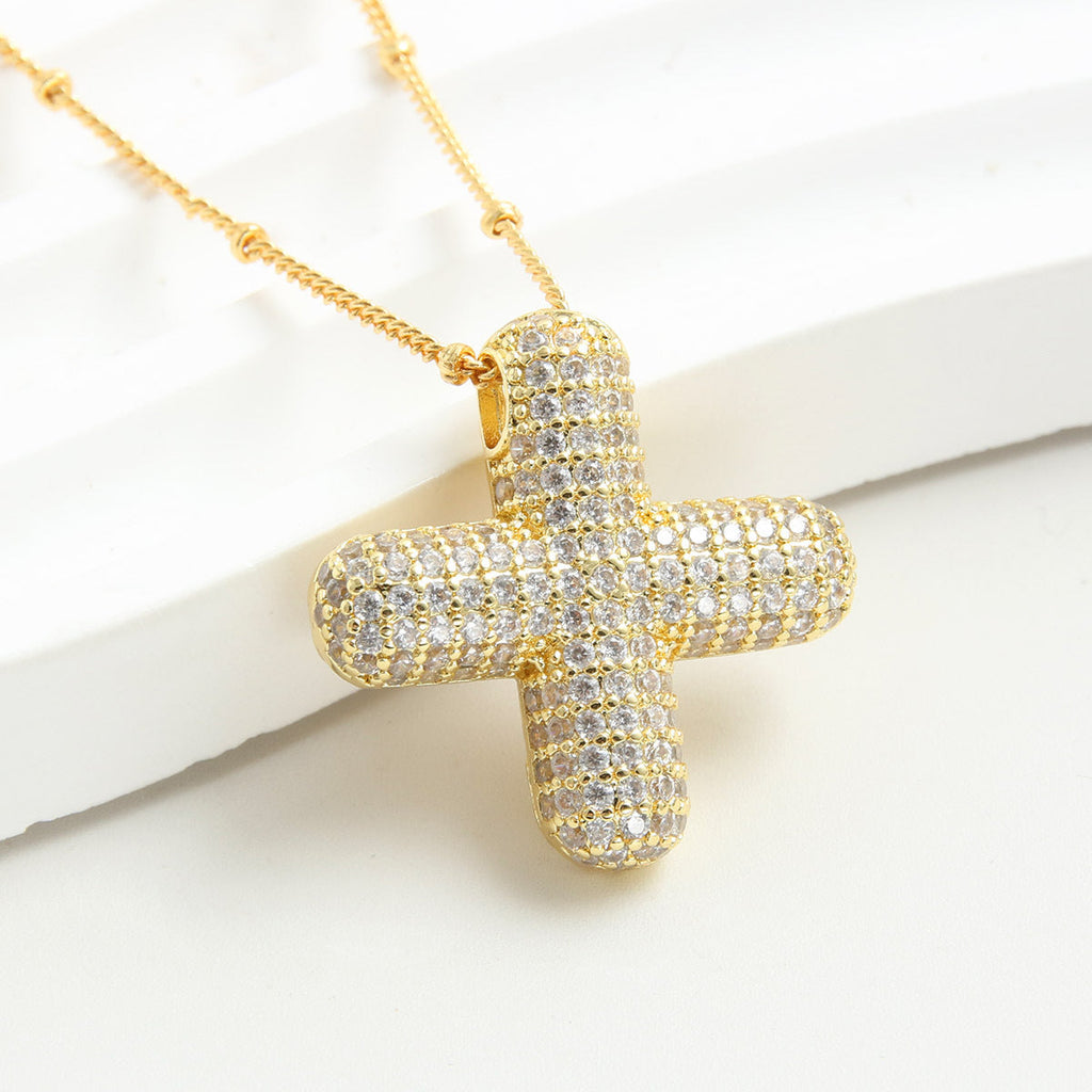 Bubble Initial Necklace 14k Gold Plated Cubic Zirconia - MERGE.DAY.1.FREESTYLE