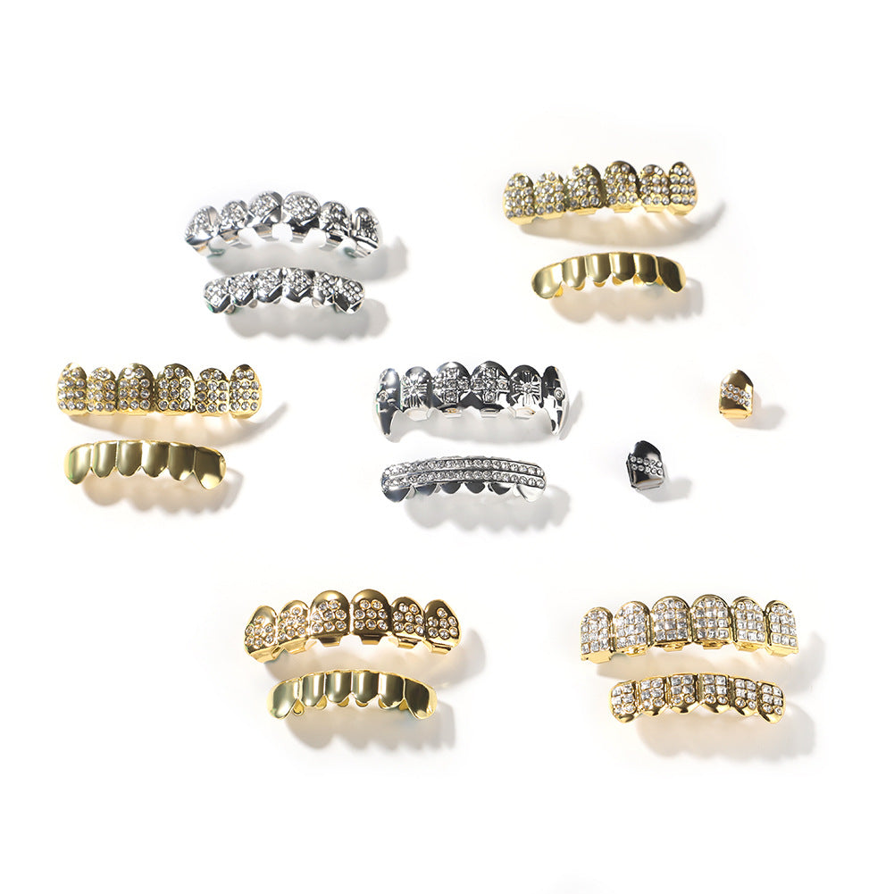Hip-hop diamond-encrusted and gold-plated teeth grillz - MERGE.DAY.1.FREESTYLE