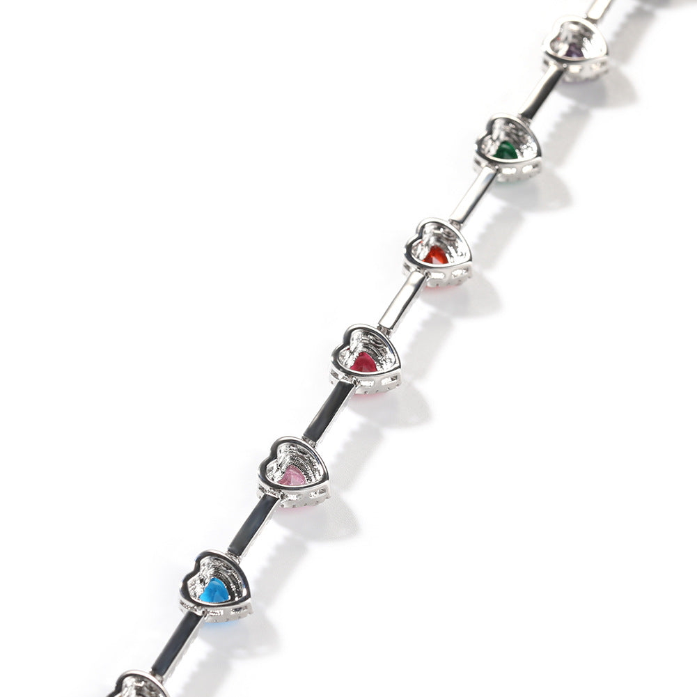 Hip-hop colorful heart-shaped adjustable bracelet and necklace - MERGE.DAY.1.FREESTYLE